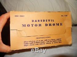 VINTAGE Dare Devil Motor Blue Drome Tin Wind-Up Racer Car by Marx Both Boxes