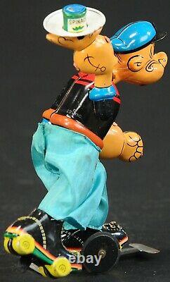VINTAGE LINEMAR MARX POPEYE the ROLLER SKATER WIND-UP TIN TOY with ORIGINAL BOX