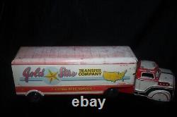 VINTAGE MARX 1940's 1950's GOLD STAR TRANSFER CO. TRUCK & TRAILER TIN LITHO