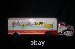 VINTAGE MARX 1940's 1950's GOLD STAR TRANSFER CO. TRUCK & TRAILER TIN LITHO