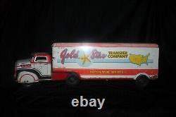 VINTAGE MARX 1940's 1950's GOLD STAR TRANSFER CO. TRUCK & TRAILER TIN LITHO