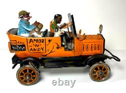 VINTAGE MARX AMOS N ANDY TIN LITHO WIND UP FRESH AIR TAXI RUMBLE CAR with Box