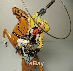 VINTAGE MARX COWBOY RIDER WIND-UP TIN TOY with BOX