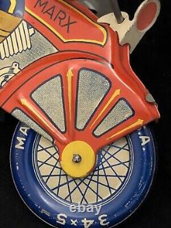 VINTAGE MARX ROOKIE COP ON MOTORCYCLE WINDUP TIN TOY WithBOX