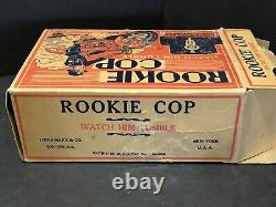 VINTAGE MARX ROOKIE COP ON MOTORCYCLE WINDUP TIN TOY WithBOX