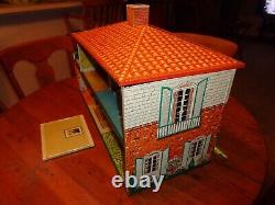 VINTAGE MARX TIN LITHO DOLL HOUSE PLAYSET 2 Story 28 by 12