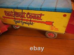 VINTAGE MARX TIN LITHO No. 320 EAST-WEST COAST FAST FREIGHT SEMI and TRAILER WOW