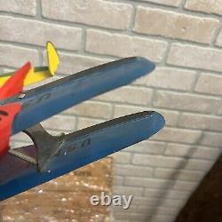 VINTAGE MARX TIN LITHO WIND UP US MAIl 4-ENGINE BI-PLANE AIRPLANE + ORIGINAL BOX