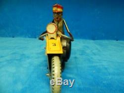 VINTAGE MARX TOY TIN LITHO WIND UP MOTORCYCLE POLICE COP WithSIREN 1930s WORKS