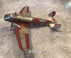 VINTAGE Marx 14 Tin Bomber Airplane, TWA, Works, USED