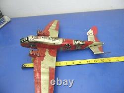 VINTAGE Marx 14 Tin Bomber Airplane, TWA, Works, USED