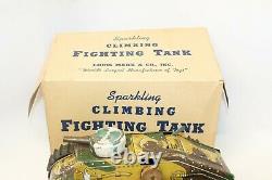 VINTAGE PRE-WAR MARX TOY E-12 LARGE CLOCKWORK CLIMBING TANK With ORIGINAL BOX