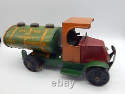 VTG Antique MARX ROYAL Oil COMPANY Tin toy Windup Tanker Truck Gasolene (CB205)