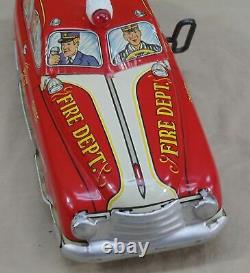VTG LARGE 11 MARX FIRE CHIEF TOY WIND UP CAR TIN LITHO WithBOX FLASHING LIGHT