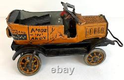 VTG Louis Marx Amos N Andy Fresh Air Taxis Wind Up Tin 1930s Toy Parts or Repair