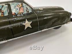 VTG Louis Marx Litho Tin Wind Up U. S. A. USA Military Staff Car Toy W-601158