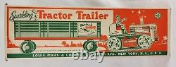 VTG MARX TIN WINDUP SPARKLING TRACTOR & TRAILER SET with BOX