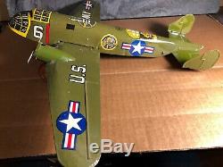 VTG Marx 14 Tin US Army Airplane With Box Motor works Excellent USA