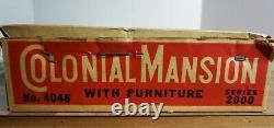 VTG Marx Tin Dollhouse Colonial Mansion #4048 with Furniture Box 1959