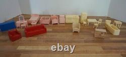 VTG Marx Tin Dollhouse Colonial Mansion #4048 with Furniture Box 1959