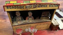 Vintage 1920s/1930s Marx Roadside Rest Stop Service Gas Station Tin Litho Toy