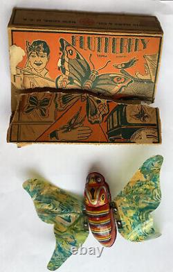 Vintage 1920s MARX USA Tin Litho Celluloid'FLUTTERFLY' Butterfly Box WORKS