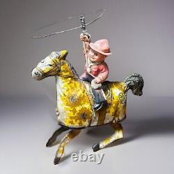 Vintage 1925 MARX Tin Lithographed & Celluloid RIDE'EM COWBOY Wind-up Toy