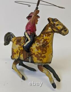 Vintage 1925 MARX Tin Lithographed & Celluloid RIDE'EM COWBOY Wind-up Toy