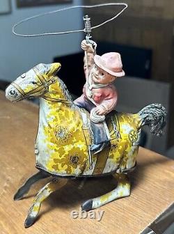 Vintage 1925 MARX Tin Lithographed & Celluloid RIDE'EM COWBOY Wind-up Toy