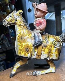 Vintage 1925 MARX Tin Lithographed & Celluloid RIDE'EM COWBOY Wind-up Toy