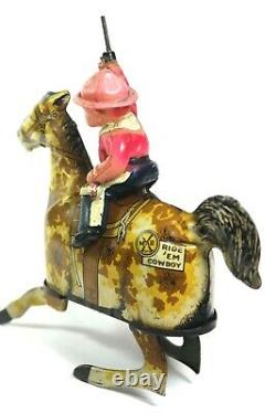 Vintage 1925 MARX Tin Lithographed & Celluloid RIDE'EM COWBOY Wind-up Toy