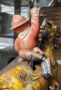 Vintage 1925 MARX Tin Lithographed & Celluloid RIDE'EM COWBOY Wind-up Toy