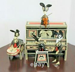 Vintage 1929 Marx Merrymakers Piano Band Mice Players Tin Toy Wind-up