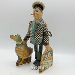 Vintage 1930 Marx Joe Penner & His Duck Goo Goo Tin Litho Wind Up Toy Read