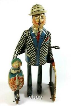 Vintage 1930 Marx Joe Penner & His Duck Goo Goo Tin Windup Litho Toy- Works Fine