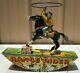 Vintage 1930 Marx Tin Litho Wind Up Toy Cowboy Range Rider Works Good Louis Marx