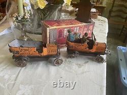 Vintage 1930's Amos N Andy Wind Up Car Toy, Marx & Co. Original And Repo With Sign