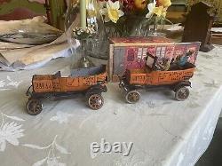 Vintage 1930's Amos N Andy Wind Up Car Toy, Marx & Co. Original And Repo With Sign