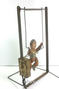 Vintage 1930's Louis Marx Co. Tin Acrobat Trapeze Wind-Up Patent Pending