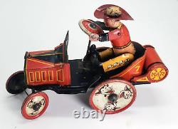 Vintage 1930's Louis Marx Cowboy Whoopee Car Tin Wind Up Toy Works