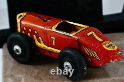 Vintage 1930's MARX MAR Tin Litho Wind-Up Toy Red Race Car #7