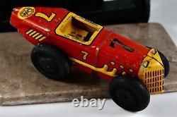 Vintage 1930's MARX MAR Tin Litho Wind-Up Toy Red Race Car #7
