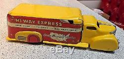 Vintage 1930's MARX TOYS Pressed Tin Litho Plymouth Hi Way Express Box Truck