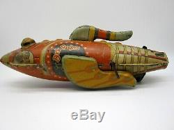 Vintage 1930's Marx Buck Rogers Rocket Ship Wind Up Litho Tin Toy Spaceship