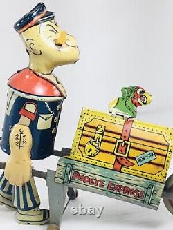 Vintage 1930's Marx POPEYE EXPRESS Wind-UP Tin Litho with Stationary PARROT with BOX