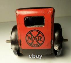 Vintage 1930's Marx Red & Black Friction Inertia Liberty Bus Tin Litho