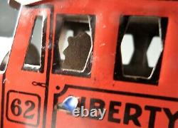 Vintage 1930's Marx Red & Black Friction Inertia Liberty Bus Tin Litho