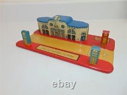 Vintage 1930's Marx Toys Blue Bird Gas garage Service Station-Tin Litho