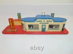 Vintage 1930's Marx Toys Blue Bird Gas garage Service Station-Tin Litho