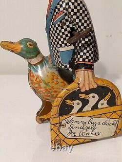Vintage 1930's Marx Toys Tin Wind-up Toy JOE PENNER AND HIS DUCK GOO GOO Works